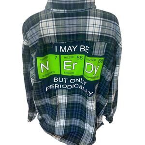 Nerd Plaid Flannel Shirt 2XL Oversized I May Be Nerdy But Only Periodically